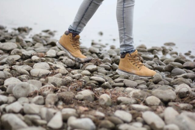 beach, pebble, walking, steps